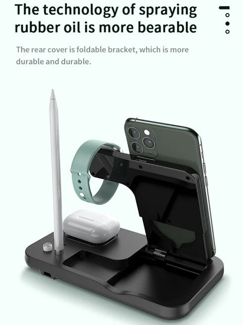 15W Fast Charge 4 In 1 QI Wireless Charger Dock Station - White_0